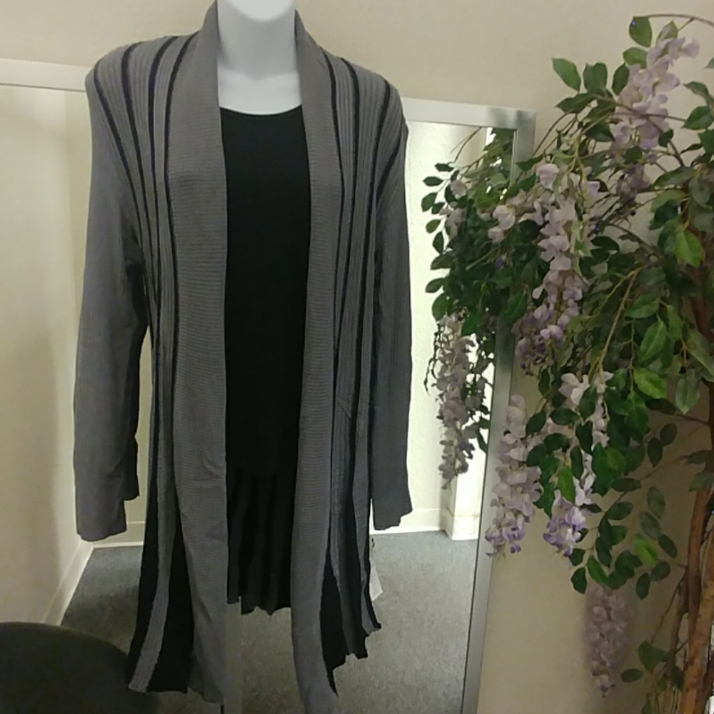 Elegance Striped Duster Cardigan Sweater